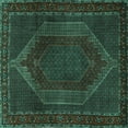 thumbnail image 1 of Ahgly Company Machine Washable Indoor Square Persian Turquoise Blue Traditional Area Rugs, 4' Square, 1 of 4