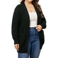 thumbnail image 2 of DARING DIVA Women's Plus Lightweight Long Sleeve Open Front Sweater 1X Black, 2 of 6