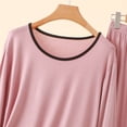 thumbnail image 4 of Pajama Sets for Women 2 Piece Women's Fashion Solid Color Thin Round Neck Long Sleeve Top Elastic Waist Pants Two Piece Home Pajama Set Orange Xxl, 4 of 6