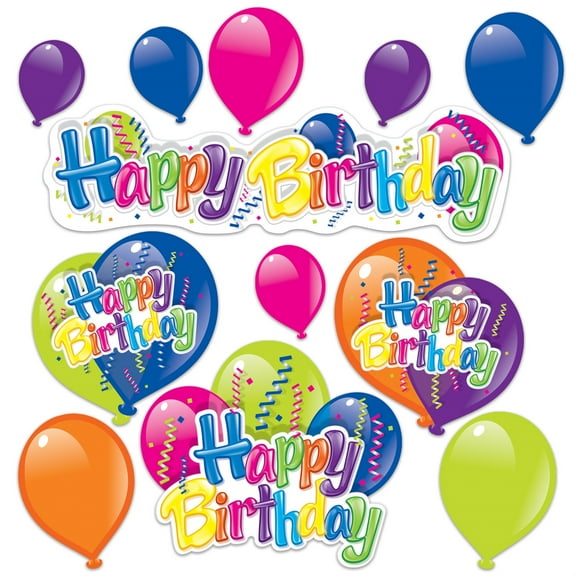Multicolor Birthday Cutouts - 12 Pcs.
