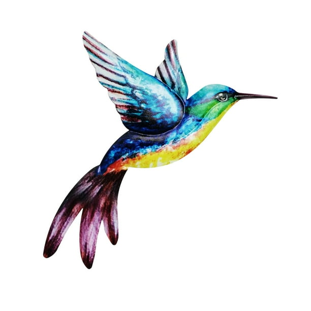 Estatua de colibrí de metal para pared, ideal para sala de estar, jardín y dormitorio. Azul