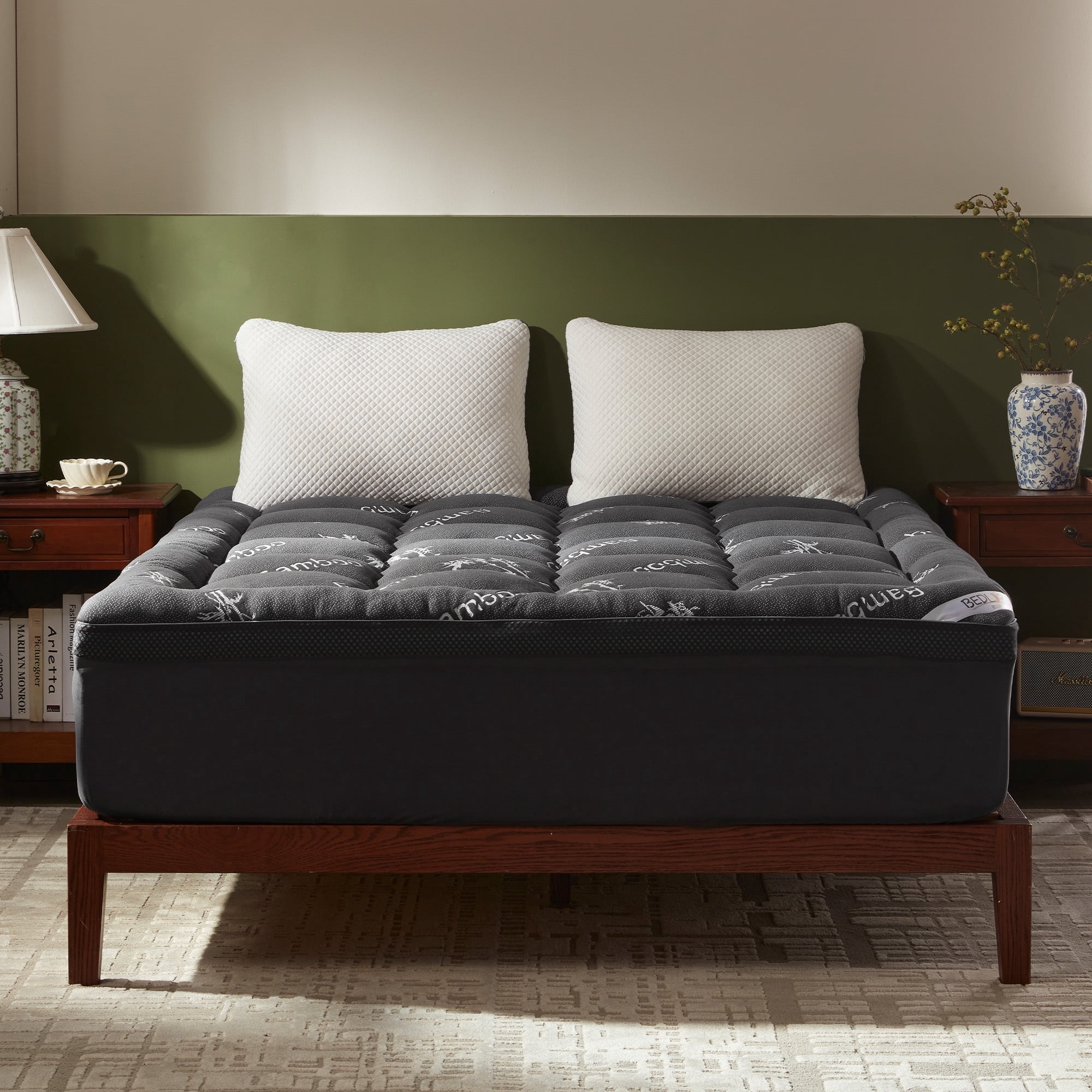 BEDLORE Mattress Topper Full Size, 2" Gel Memory Foam Plus 2" Plush Pillow Top Pad, 4 " Mattress Pad Cover for Back Pain