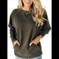 thumbnail image 1 of Sudadera Informal de Larga con Cuello Redondo para Mujer, Sudadera Holgada Marrón Oscuro XL, 1 of 8