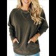 thumbnail image 1 of Sudadera Informal de Larga con Cuello Redondo para Mujer, Sudadera Holgada Marrón Oscuro M, 1 of 8