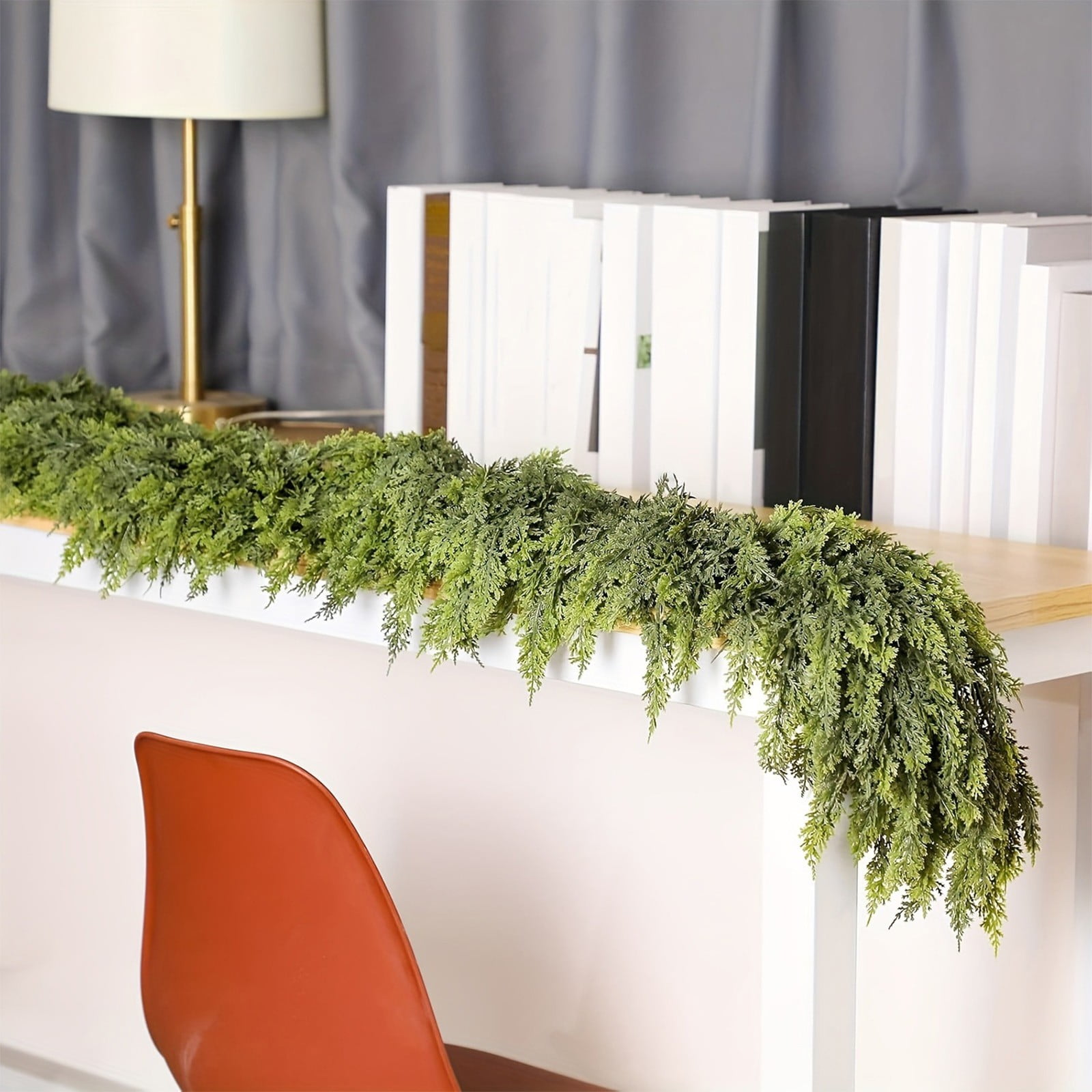 KOYPTL 9ft Christmas Garlands Norfolk Pine Garland Real Touch Artificial Faux Greenery Garland for Table, Mantle, Staires, Wall Holiday Indoor Outdoor Christmas Decorations(Lush)
