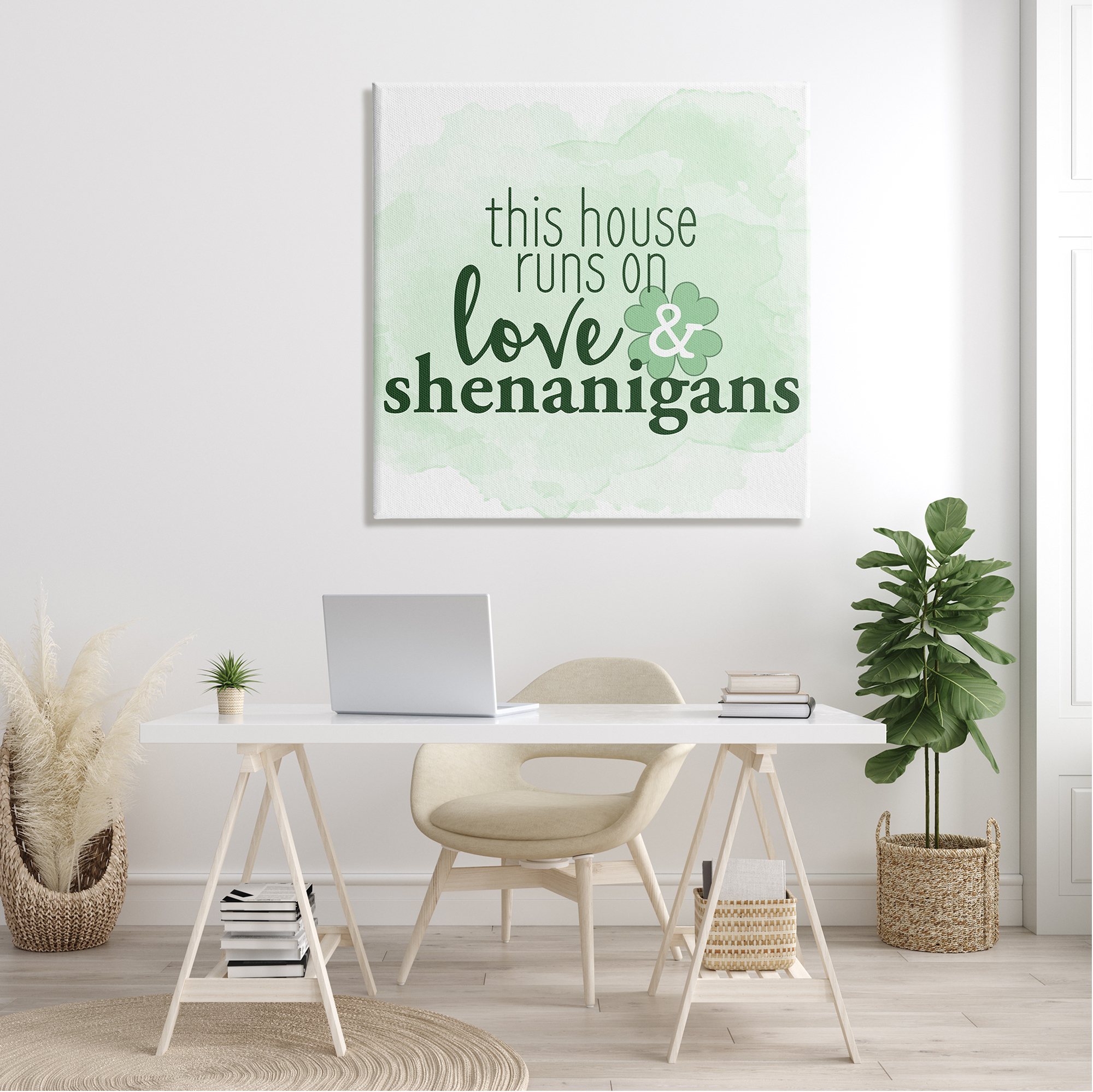 Stupell Love & Shenanigans Family Shamrock Phrase Holiday Painting Gallery Wrapped Canvas Print Wall Art
