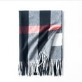 thumbnail image 3 of Clearance! Baberdicy Women's Autumn and Winter Colorful Plaid Shawl Thickening Warm Fringe Scarf Scarf Grey, 3 of 9