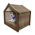 thumbnail image 1 of Geometric Pet House, Mexican Zigzag with Stripes Rhombuses and Circles Colorful Latin American Motifs, Outdoor & Indoor Portable Dog Kennel with Pillow and Cover, 5 Sizes, Multicolor, by Ambesonne, 1 of 5