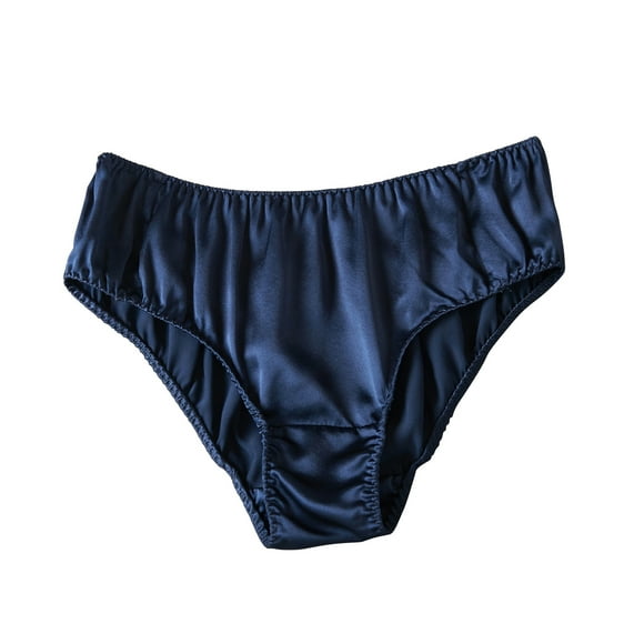 Navy Blue Bikini Style Pure Silk Pantie