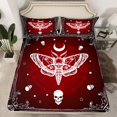 thumbnail image 2 of Homewish Abstract Skull Moth Twin Sheet Sets 3pcs for Teens,Gothic Style Twin Fitted Sheet Microfiber,Black Red Breathable Flat Sheet,Ultra Soft Home Decor, 2 of 7