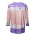thumbnail image 3 of Birdeem T-Shirt Imprimé pour Femmes, Blouse Mi-Longue à Manches 3/4, Col Rond, Hauts Décontractés, 3 of 12