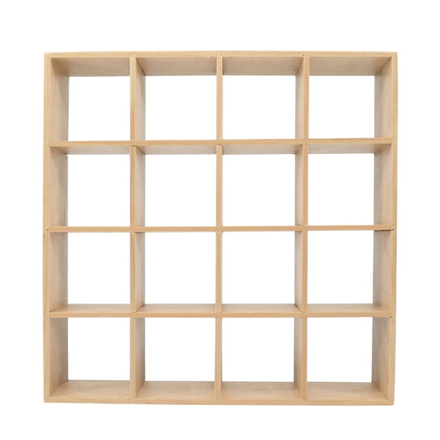 MasteelfCA Miniature Wooden Storage Rack Mini House Decor 16-grid Shelf Doll House Decor