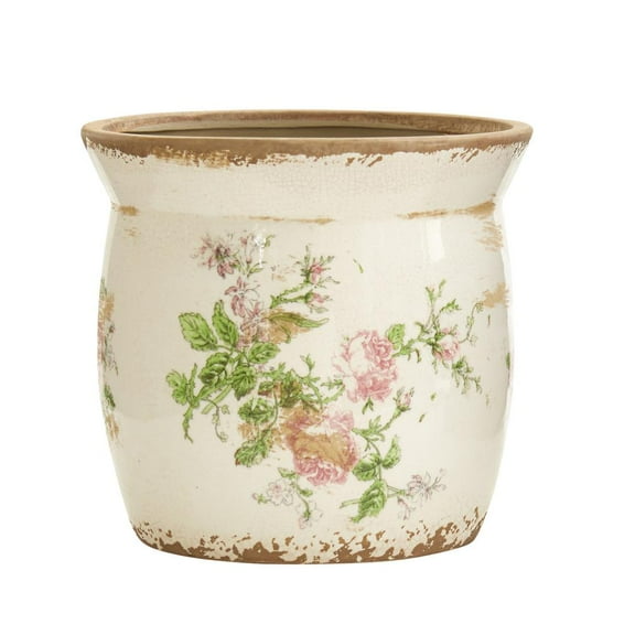 Nearly Natural 8" Tuscan Ceramic Floral Print Planter