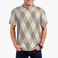 thumbnail image 3 of Balery Geometric Printed Men’s Short Sleeve Polo Shirt, Midweight Men's Shirt,Golf Polo shirts -Small, 3 of 9