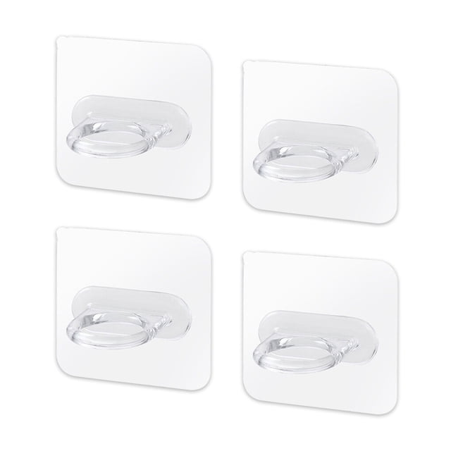 Wosthever Colgadores de pared, ganchos transparentes autoadhesivos de 2kg, soportes de plástico para baño, organizadores de cortinas para el Almacenamiento y organización del hogar 4 piezas