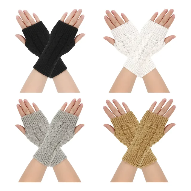 4 Par Guantes Sin Dedos Mujer Invierno Frío Regalos Navidad