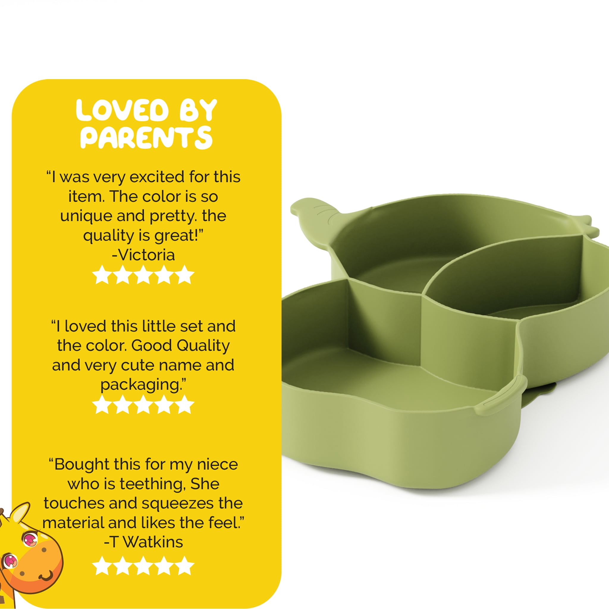 Muqee Peeko Baby Led Weaning Dining Set in Green Color made of Food Grade Silicone - (3 Piece Set)