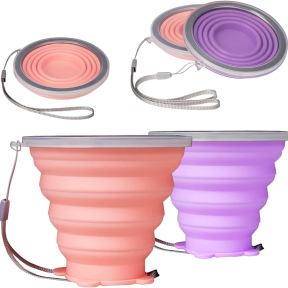 PUMIER Collapsible Silicone  270ml Travel Cup - Portable Folding Drinking Cup for Kids, Students, Home, Camping, and Outdoor Activities - Multi-color