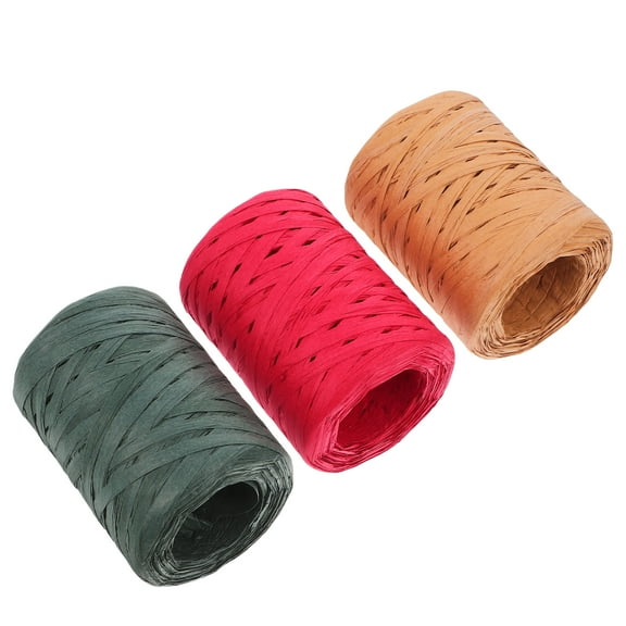 OUNONA  3 Rolls Wall-mounted Decor Packaging Supplies Ribbon Raffia