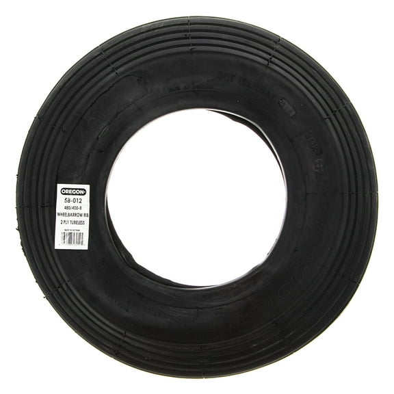 Oregon 58-012 Tire 480  400-8 Wheelbarrow Rib 2Ply Tubeless