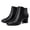 Black PU, variant on Womens Chic Ankle Boots Suede Block Heel Fashion Dress Shoes for Office