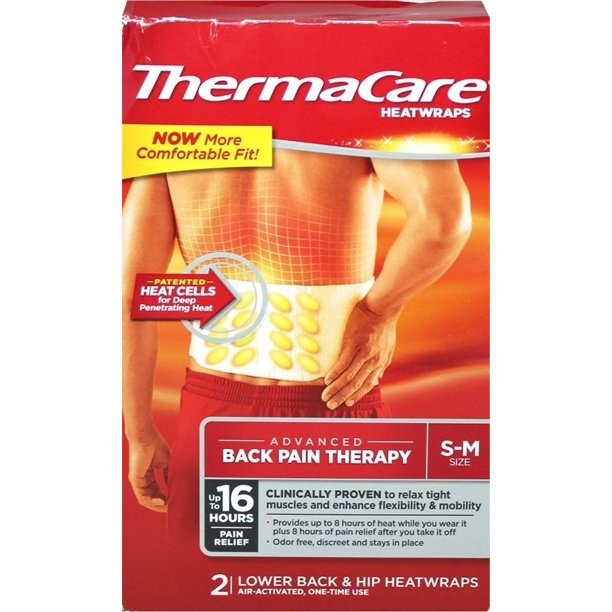 Thermacare Lower Back & Hip Heat Wraps, SmallMedium, 2 Count Per Box