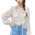 thumbnail image 3 of Blusa abierta al frente, blusa de gasa con frente abierto Blusa de gasa con frente abierto Tecnología de vanguardia, 3 of 9