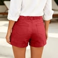 thumbnail image 4 of Gunia Summer Women Stretchy Stretch Shorts High-Waist Wide-Leg Lose Cargo Shorts Pockets Button Short Pants Lightweight Daily Wear Ladies Soft Clothes Red, 4 of 7