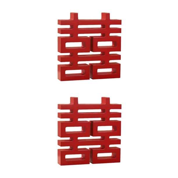 Injueey Boda tradicional china, doble felicidad, manualidades, decoración de de pared, cuadrado Rojo Cuadrado 2Conjunto