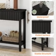 thumbnail image 5 of LAZZO Modern Fluted Console Table, Narrow Long Behind Couch Sofa Entryway Table with 3 Drawers & 1-Tier Open Shelf, Black, 5 of 9