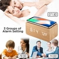 thumbnail image 6 of Wooden Alarm Clock with Qi Wireless Charging Pad Compatible with iPhone Samsung Wood LED Digital Clock Sound Control Function, Time Date, Temperature Display for Bedroom Office Home, 6 of 8