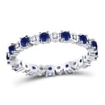 thumbnail image 2 of 10kt White Gold Womens Round Blue Sapphire Diamond Eternity Band Ring 1.00 Cttw, 2 of 4