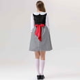 thumbnail image 4 of Pisexur Ensemble 3 Pcs pour Femmes d'Halloween, Robe Gothique de Cosplay à Col Rond, Robe Corset à Manches 3/4 avec Cordon de Serrage, Capes et Tablier Rouges à Capuche, 4 of 9
