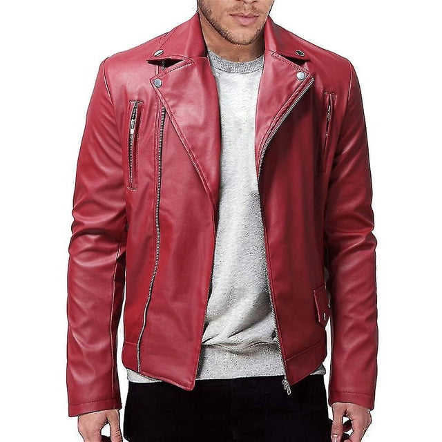 Hombres Moda Pu Cuero Abrigo Slim Fit Biker Motocicleta Chaqueta Bomber Cremallera Outwear