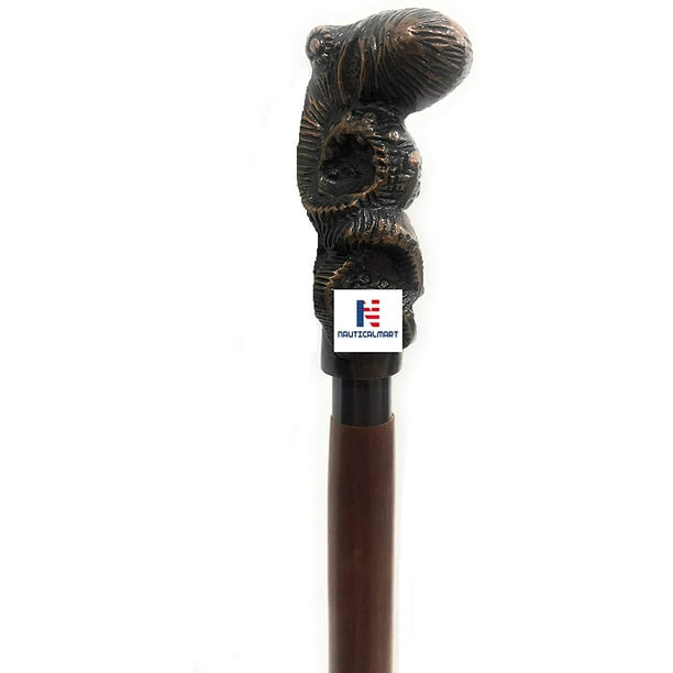 Steampunk Victorian Octopus Handle Walking Stick Wooden Wand Walking