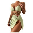 thumbnail image 2 of HaoXianJian 3 Piece Women's Swimsuits Bikini Set Bathing Suit Thong with cover up skirt Low Waisted V Neck Swimwear 2025 Swim Suit, 2 of 7