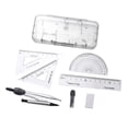 thumbnail image 1 of KAKOWELY 2 Sets of 12PCS Compasses Ruler Tool Set Geometry Drawing Tool Kit Automatic Pencil Lead Eraser Ruler Special Math Ruler Set for Students School (Silver),5.31"X1.57"X0.2", 1 of 5
