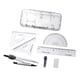 thumbnail image 1 of Juego de 2 reglas y brújulas de 12 piezas, kit de herramientas de dibujo geométrico, borrador automático de mina de lápiz, regla especial de matemáticas para estudiantes y escuela (plateado)., 1 of 6