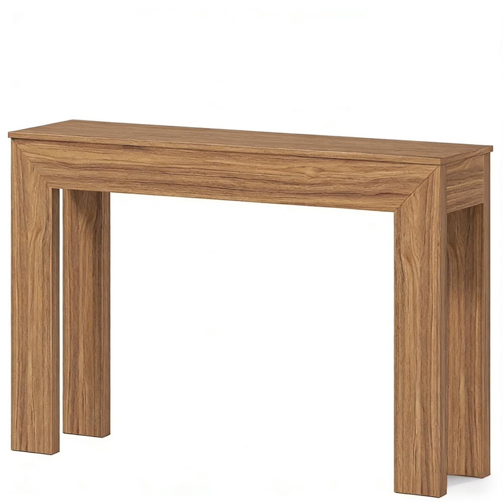 Walnut Console Table, 47.2” Wide Narrow Entryway Table, Modern Walnut Grain Design, 44LBS Load Capacity, Anti-Tip & Floor-Protected for Hallway/Living Room