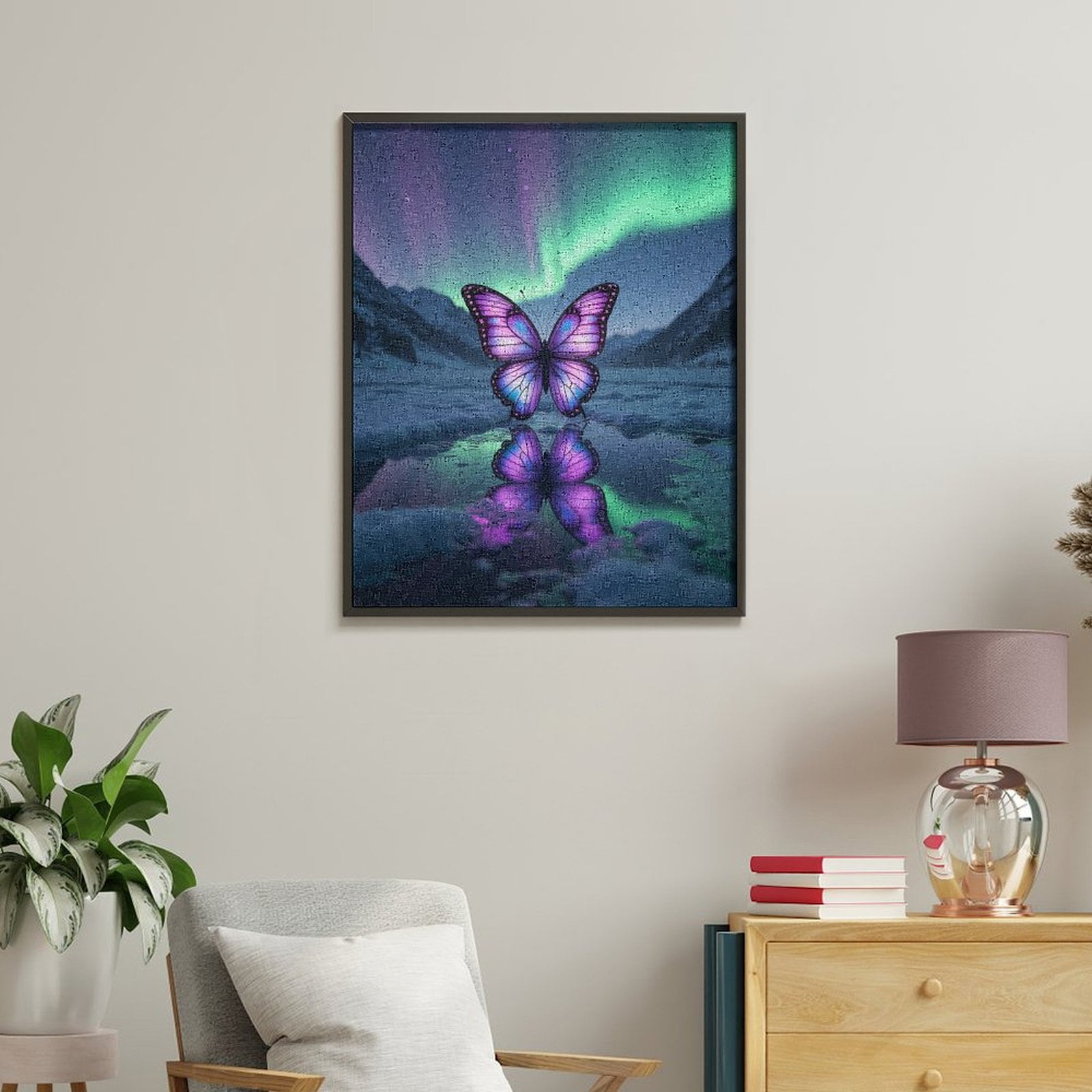 Paint By Numbers Kit for Adults Beginner - Aurora Butterfly Reflection DIY Canvas Painting Kits for Adults, Frameless Paint By Number for Adults for Home Wall Decor 16x20 Inch