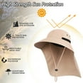 thumbnail image 2 of iClover Outdoor Sun Hat with Neck Flap Hiking Hunting Fishing Hat Safari Cap with Neck Cover UV Protection for Men Women, Khaki, 2 of 8