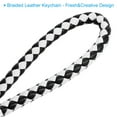 thumbnail image 4 of Braided Leather Keychain with Stainless Steel Key Ring, PU Woven Wristlet Lanyard, Black White, 4 of 5