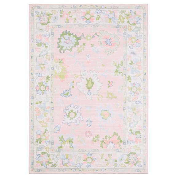 ROW by Oriental Weavers Addison ADD04 - Machine Washable - Flat Weave - Printed Area Rug - 5' x 7' - in Pink/ Green - Traditional Style, Bedroom, Entryway