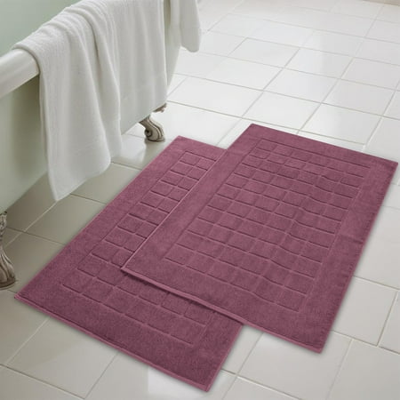 Superior Nora Cotton Absorbent Thick Terry Bathmat Set of 2, Plum