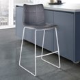 thumbnail image 2 of Armen Living Hamilton 26" Counter Height Barstool in Brushed Stainless Steel with Vintage Grey Faux Leather, 2 of 7