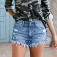 thumbnail image 3 of Aayomet Women's High Waist Ripped Denim Shorts, Light Blue, M, 3 of 4