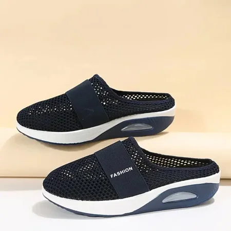 

Women‘s Air Cushion Sole Mesh Slippers Solid Color Platform Hollow Out Shoes Casual Round Toe Shoes