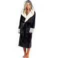 thumbnail image 2 of 2023 Fleece Bathrobe Women Soft Dressing Gown Hooded Fluffy Towling Bath Robe-1, 2 of 5
