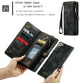 thumbnail image 2 of Samsung Note 20 Leather Detachable Wallet Zipper Case with 8 Card Slots Holder Magnetic case for Galaxy Note 20 Flip Wallet Handle Wrist Strap Shockproof Pocket Handbag for Man Woman, Black, 2 of 9