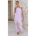 thumbnail image 4 of Vestido de Color Sólido Elegante de Gasa en Capas con Volantes, Moda Casual de las Mujeres 3/4 Manga Cuello Redondo para el Hogar Y el Uso Diario, 4 of 8